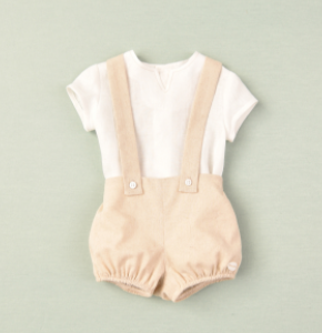 Cocote linen short dungaree and linen shirt
