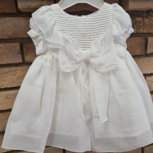 patachou white chiffon dress with bow, christening