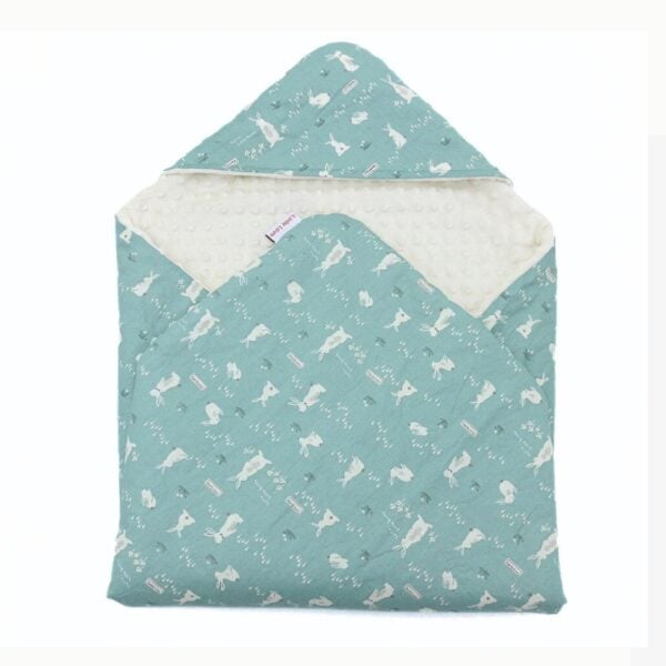 little love blanket teal bunnies