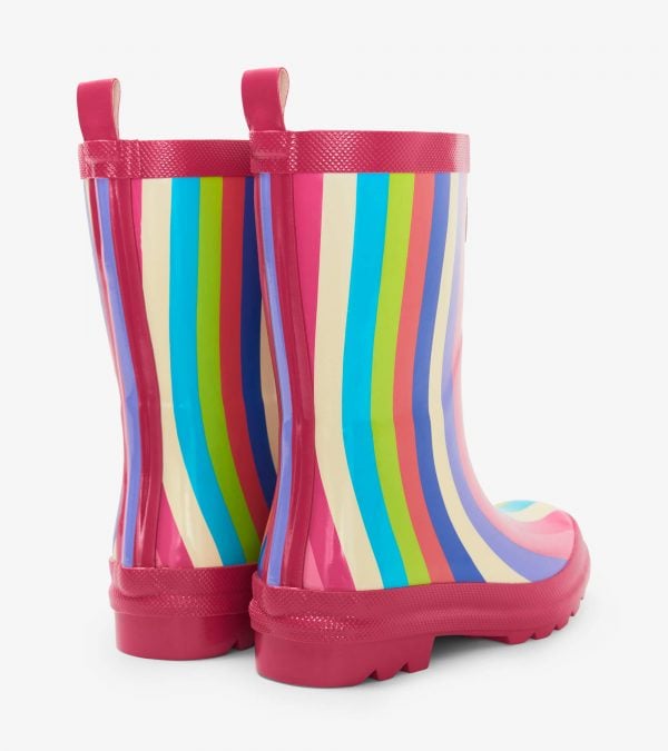 Hatley Rainbow Stripes Shiny Rain Boots - Image 2