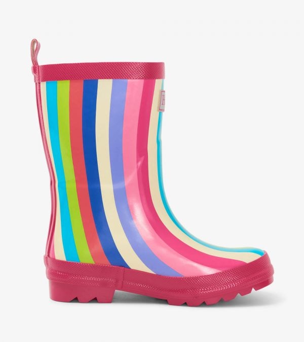 Hatley Rainbow Stripes Shiny Rain Boots - Image 3