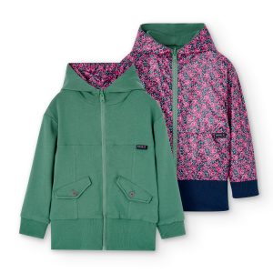 Boboli reversible pink flower jacket