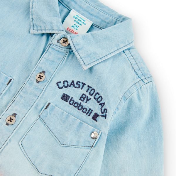 Boboli Bleach Long Sleeve Denim Shirt - Image 3