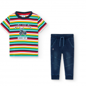 DEOLINDA STRIPED T-SHIRT AND FLEECE TROUSER