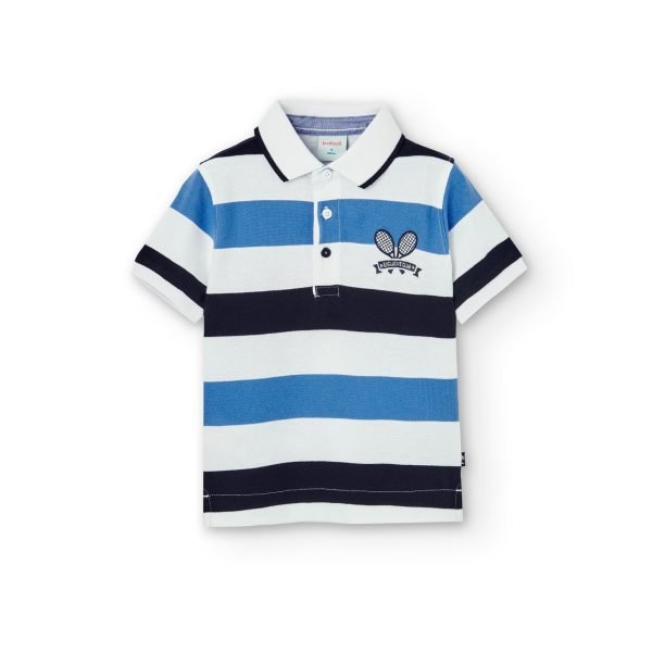 Boboli boys blue and white striped polo shirt