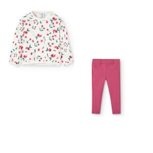 boboli cherry sweatshirt and plain legging set