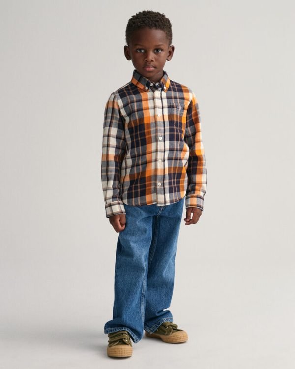 GANT Kid Boy Check Shield L/S Shirt - Cocoa Brown - Image 4