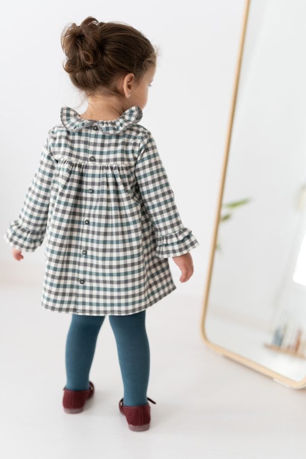 Tutto Piccolo Green Check Dress And Tight Set - Image 2