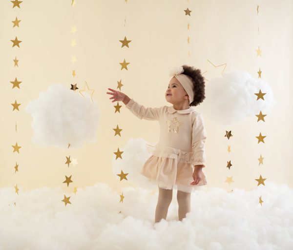Little A by A Dee Gold Cotton Jersey Dress & Tight Set