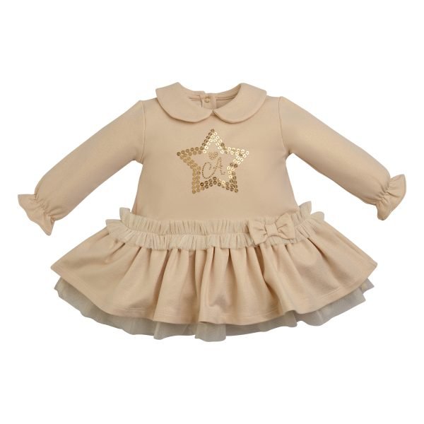 Little A by A Dee Gold Cotton Jersey Dress & Tight Set - Image 2
