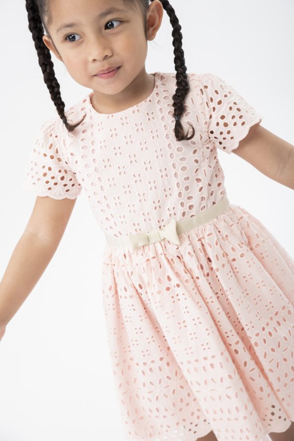 Boboli Rose Pink Embroidered Dress