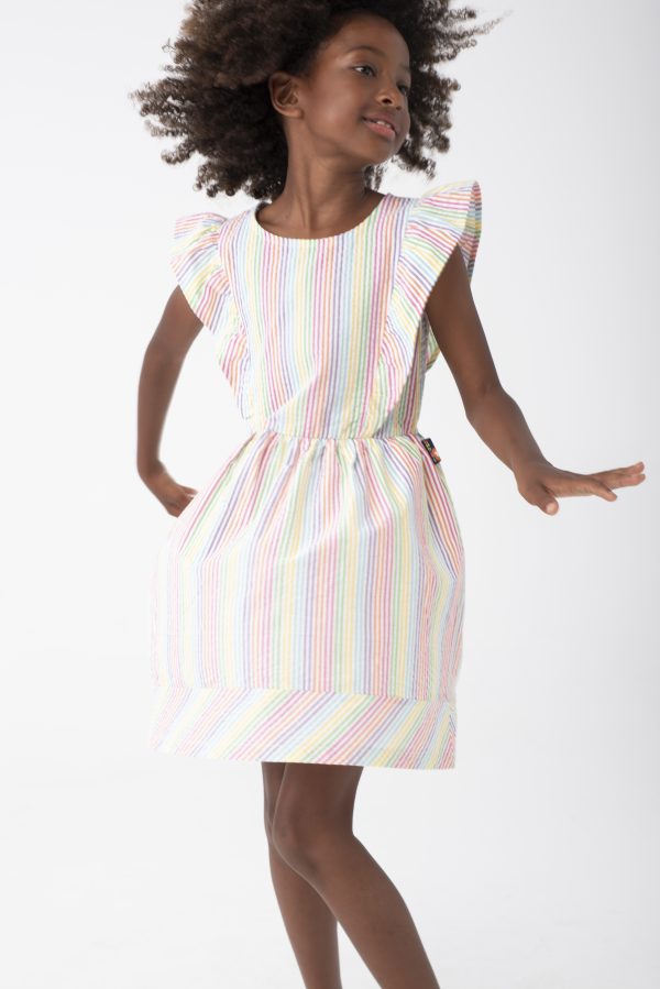 Boboli Poplin Striped Dress - Eucalyptus - Image 2
