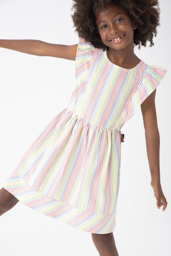 Boboli poplin coloured striped dress