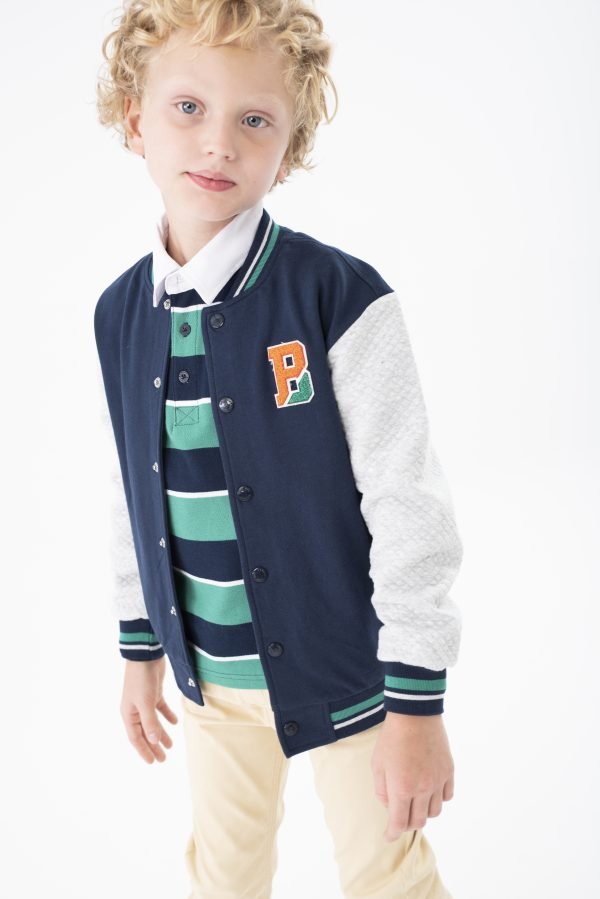 Boboli Button Down Bomber Jacket - Navy - Image 2
