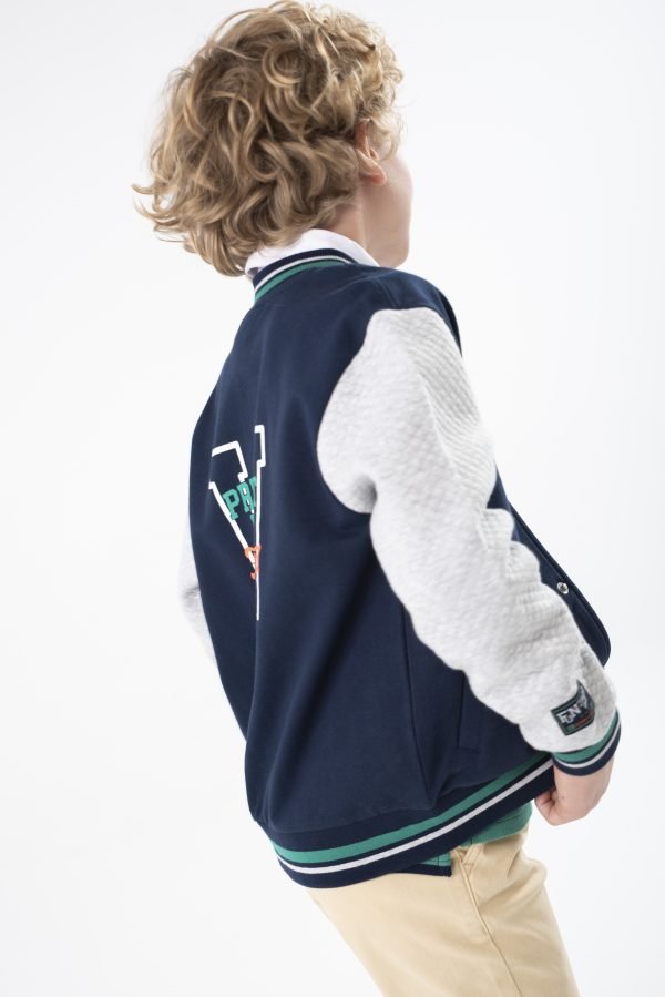 Boboli Button Down Bomber Jacket - Navy - Image 3