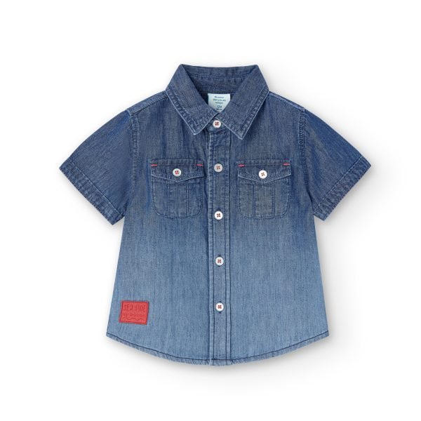 Boboli short sleeve blue denim shirt