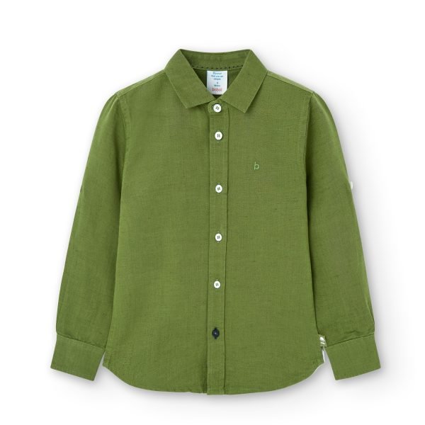 Boboli Long Sleeve Linen shirt - Olive