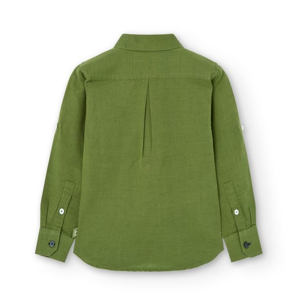 Boboli Long Sleeve Linen Shirt - Olive - Image 2