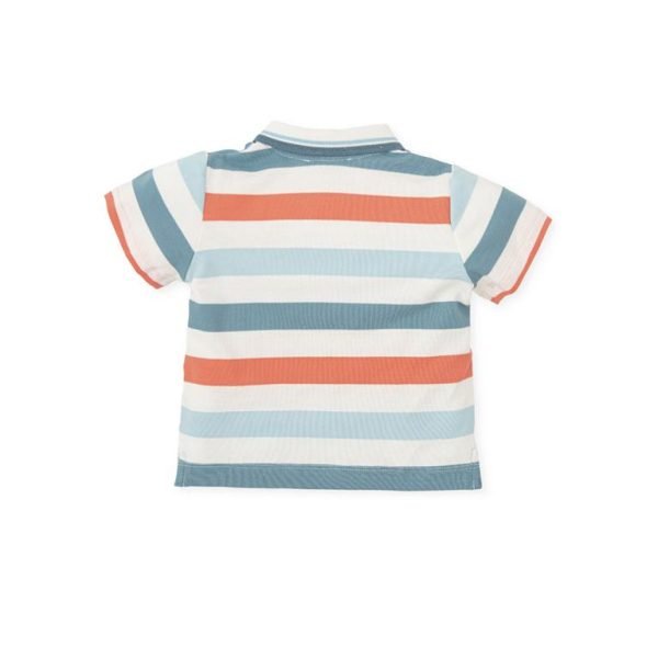 Tutto Piccolo Ivory, Blue & Coral Polo Shirt - Image 2