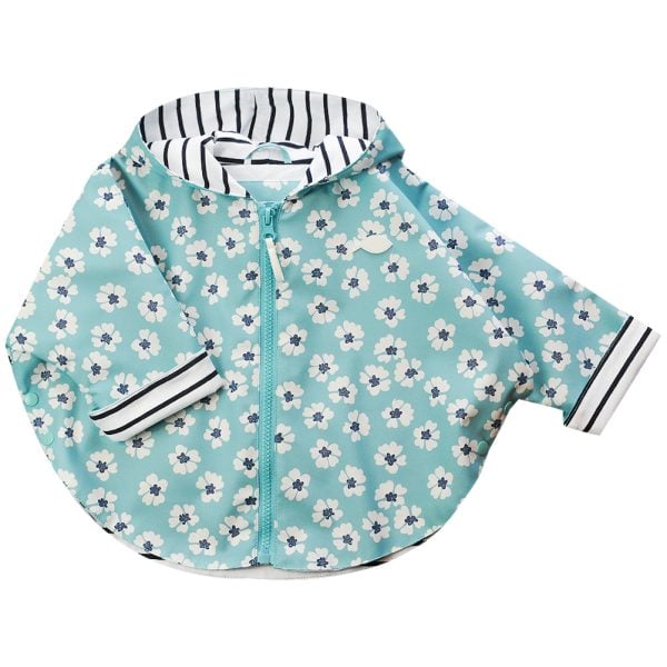 Weekend Aqua Flower Rain Coat