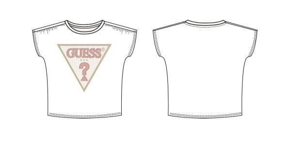Guess White and Pink Logo Short Sleeve T-Shirt