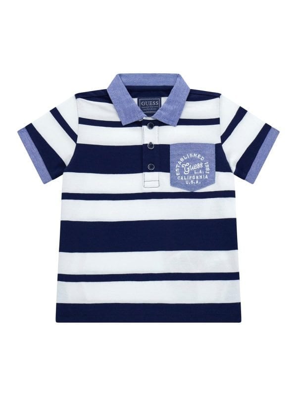 guess navy and white striped polo shirt