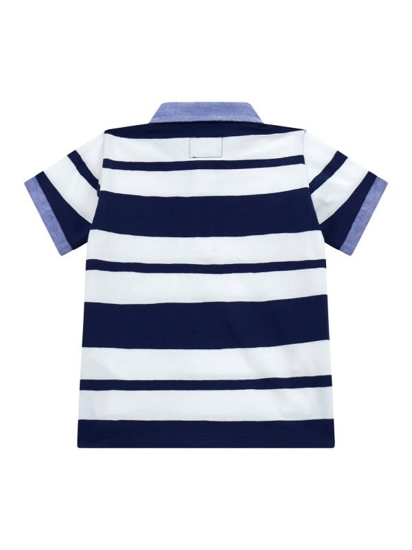 Guess Navy & White Cotton Polo Shirt - Image 2