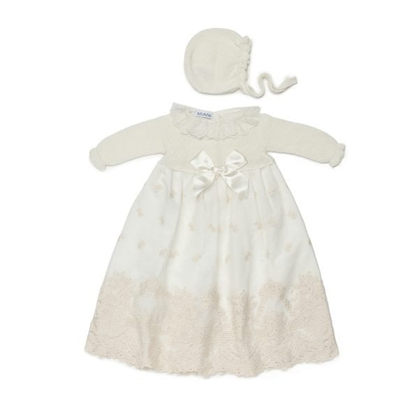 Juliana ivory christening gown and bonnet set