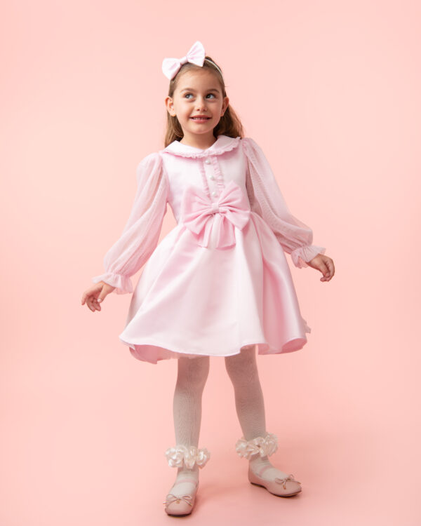Caramelo pink satin dress with tulle detail