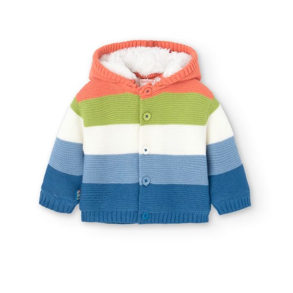 Boboli striped knitted fleece lined jacket