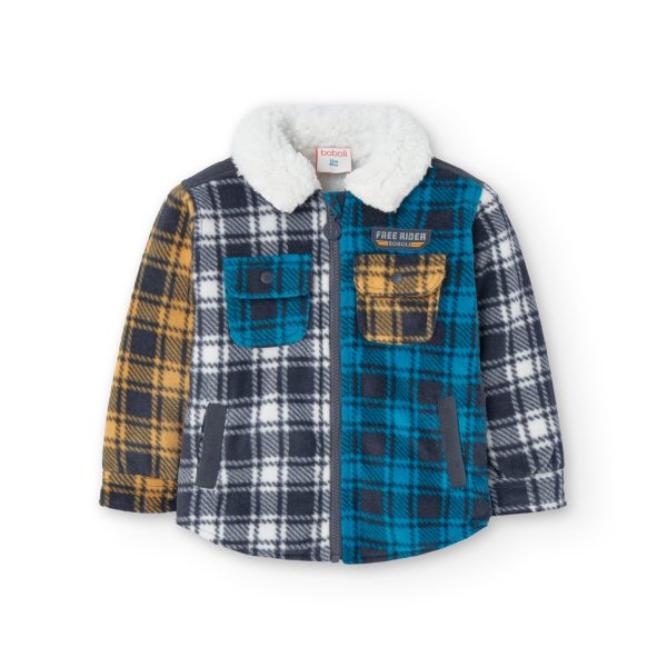 Boboli fleece zip up check jacket