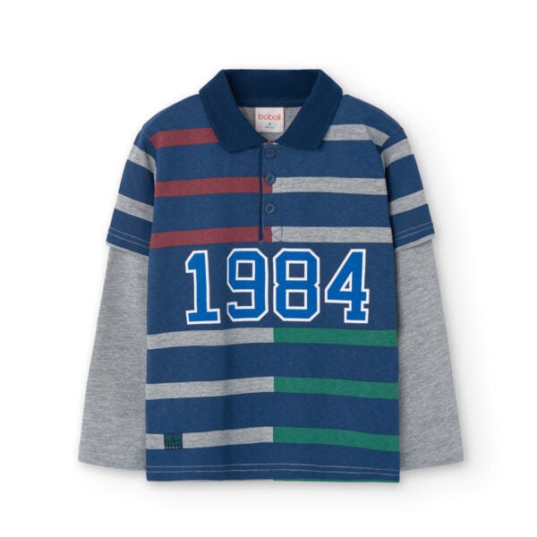 Boboli Navy Knit Polo Rubgy Shirt