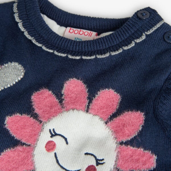 Boboli Navy Knit dress and tights - Image 4