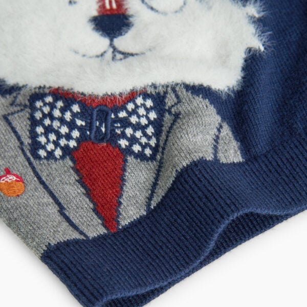 Boboli  Slim Fit Fox Print Poplin shirt and Sweater Set - Image 4