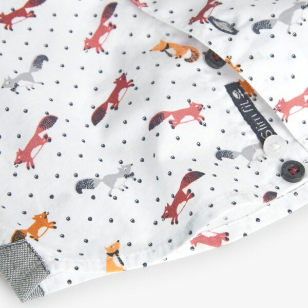 Boboli  Slim Fit Fox Print Poplin shirt and Sweater Set - Image 8