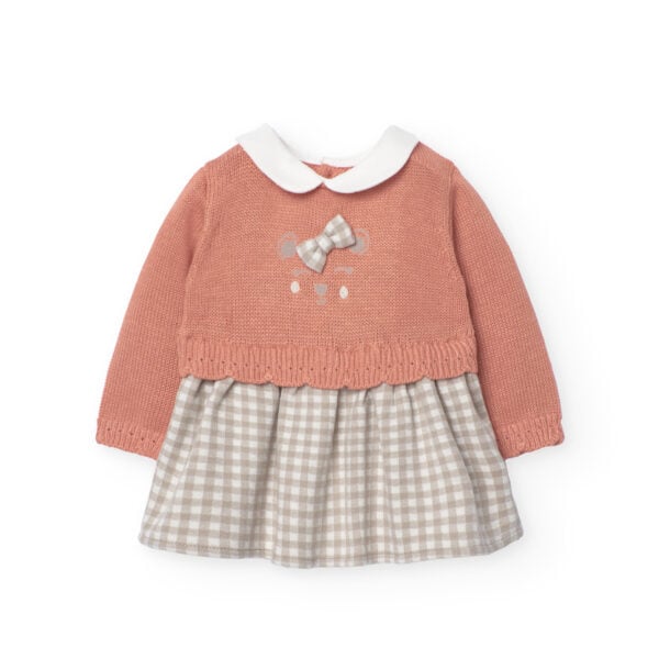 Boboli Mandarine Knitwear Dress with Cream Tights