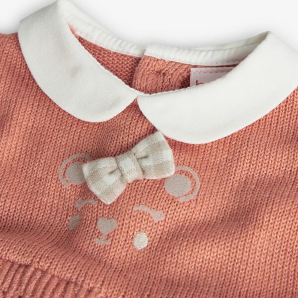 Boboli Mandarine Knitwear Dress with Cream Tights - Image 3