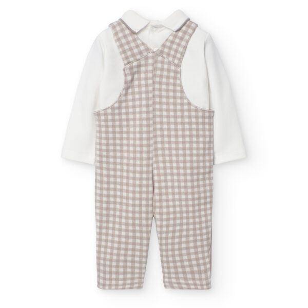 Boboli Dungaree Cream Check Knit Set - Image 2