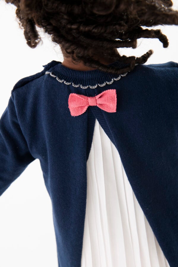 Boboli Navy Knit dress and tights - Image 5