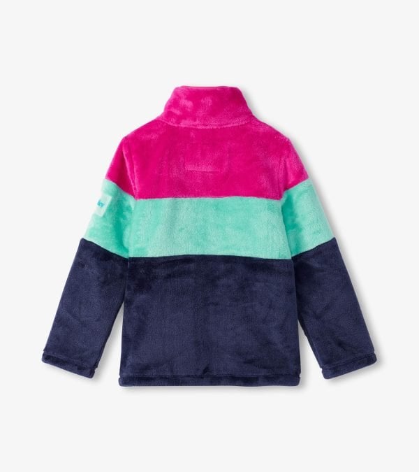 Hatley Colour Block Stripes Fuzzy Fleece Zip Up - Image 2