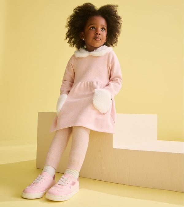 Hatley Rose Elegance Herringbone Fur Trim Dress - Image 5