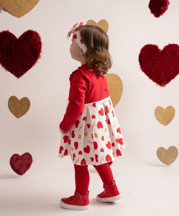 Little A By A Dee -  Harlow heart print dress and diamante tights set - Image 2