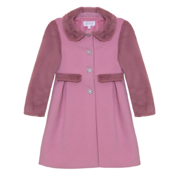 Patachou Pink Felted & Faux Fur Coat - Image 2
