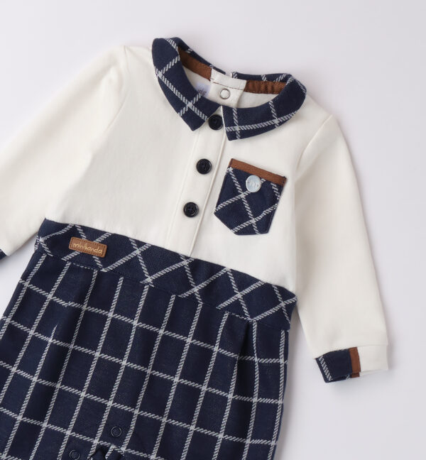 Minibanda Navy and White All in One Babygrow - Image 3