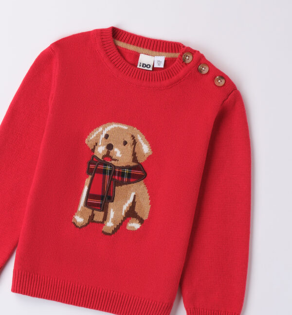 IDO Red Cotton Knit Sweater - Image 2