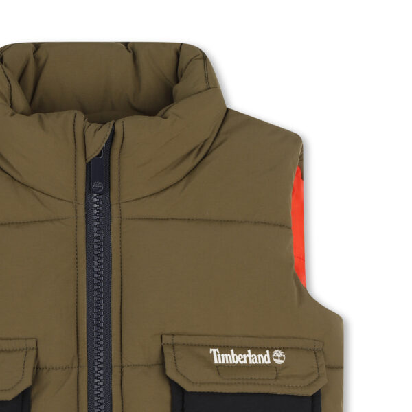 Timberland Boys Khaki Green Puffer Gilet - Image 3