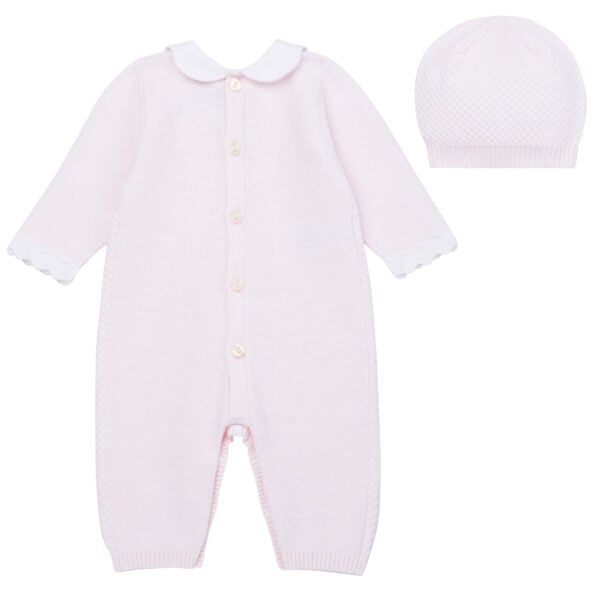Emile et Rose Hallie Pink Knit All in One and Hat - Image 2