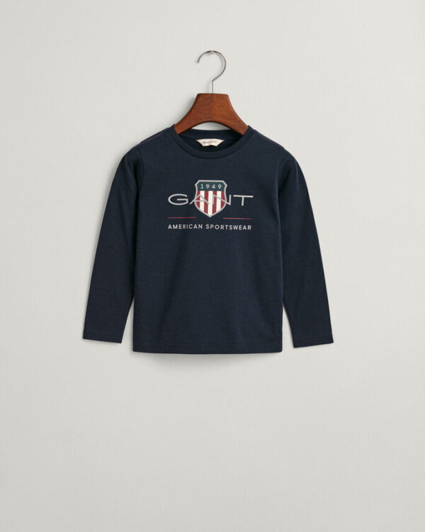 Gant L/S Archive Shield T-Shirt - Navy - Image 2