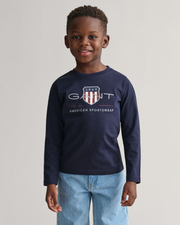 Gant L/S Archive Shield T-Shirt - Navy
