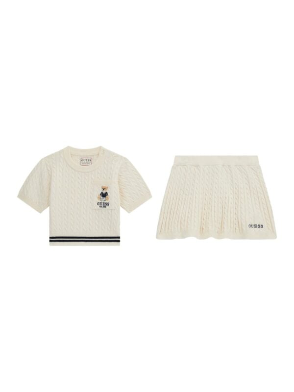 Guess cream knitted skirt and jumper set